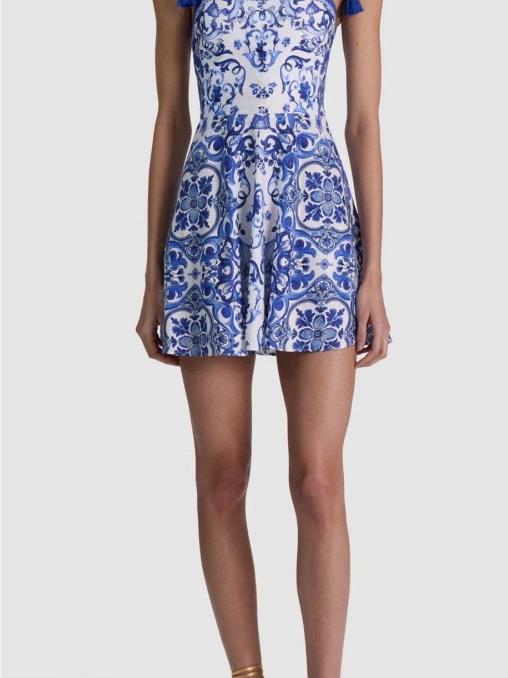 ALICE + OLIVIA Glinda Tassel Strap Linen Blend Minidress Size 6